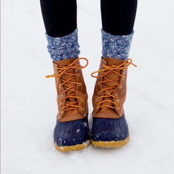 L.L. Bean Shoes - Women’s L.L.Bean Bean Boots, 8”, Tan/Navy, Size 6